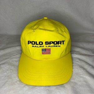 RARE VTG Ralph Lauren Polo Sport Cap Hat 5 Panel USA Spell Out Nylon OG country